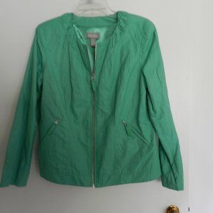 Chico's green cropped jacket ruched neck